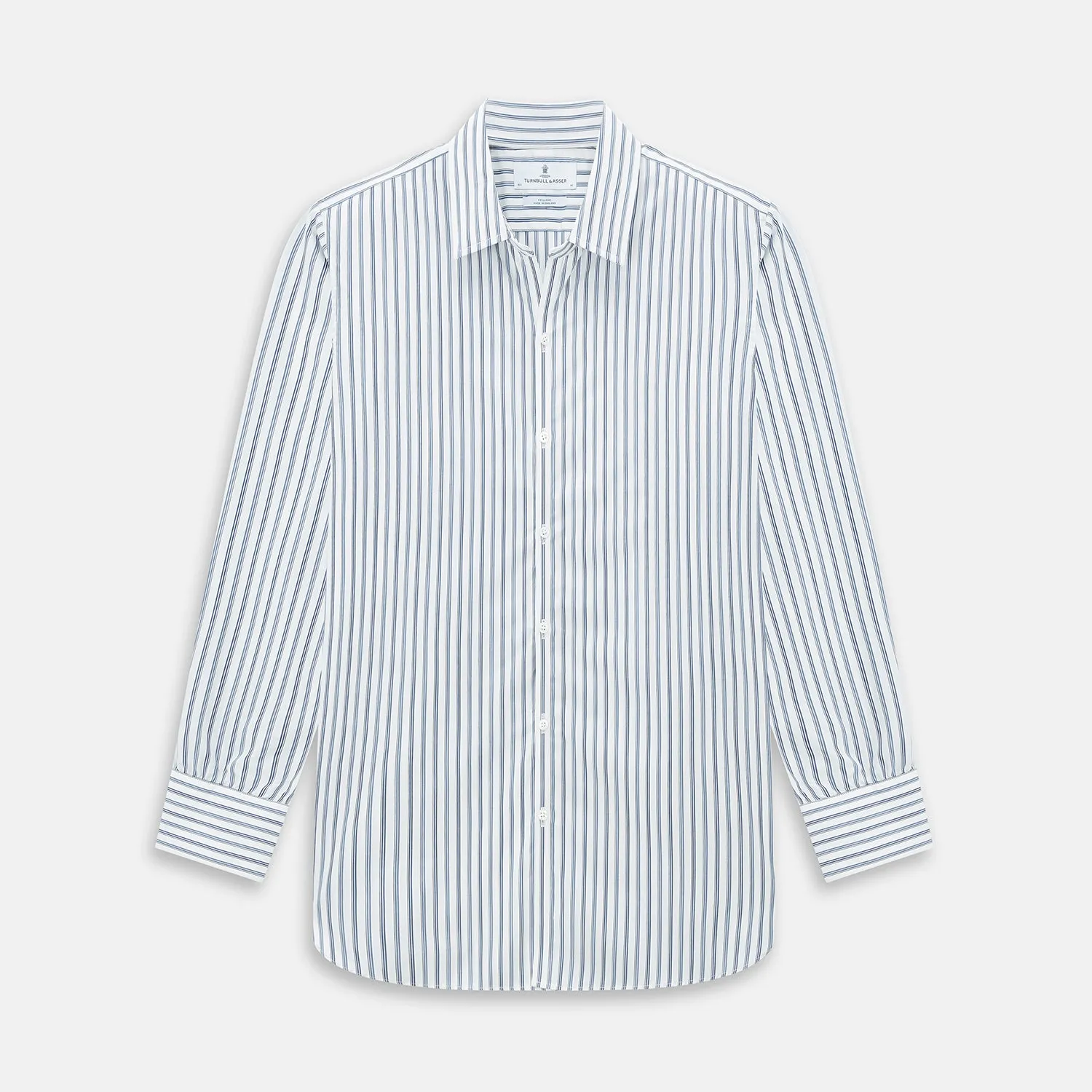 SAPPHIRE BLUE MULTI TRACK STRIPE WINDSOR SHIRT sold by Turnbull & Asser
