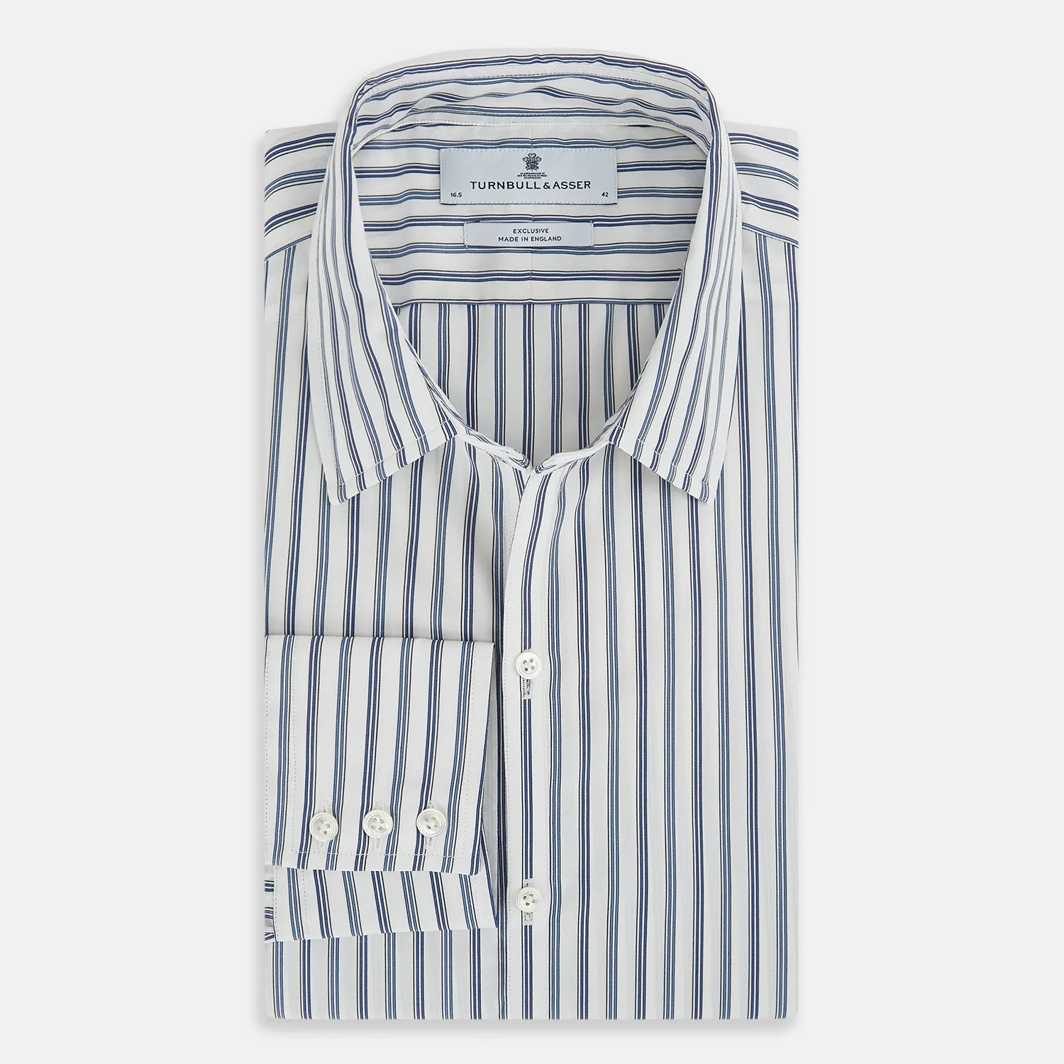 SAPPHIRE BLUE MULTI TRACK STRIPE WINDSOR SHIRT sold by Turnbull & Asser product image thumbnail 5