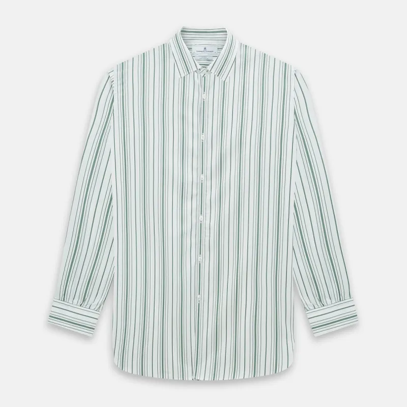 SAGE GREEN MULTI STRIPE WESTMINSTER SHIRT sold by Turnbull & Asser