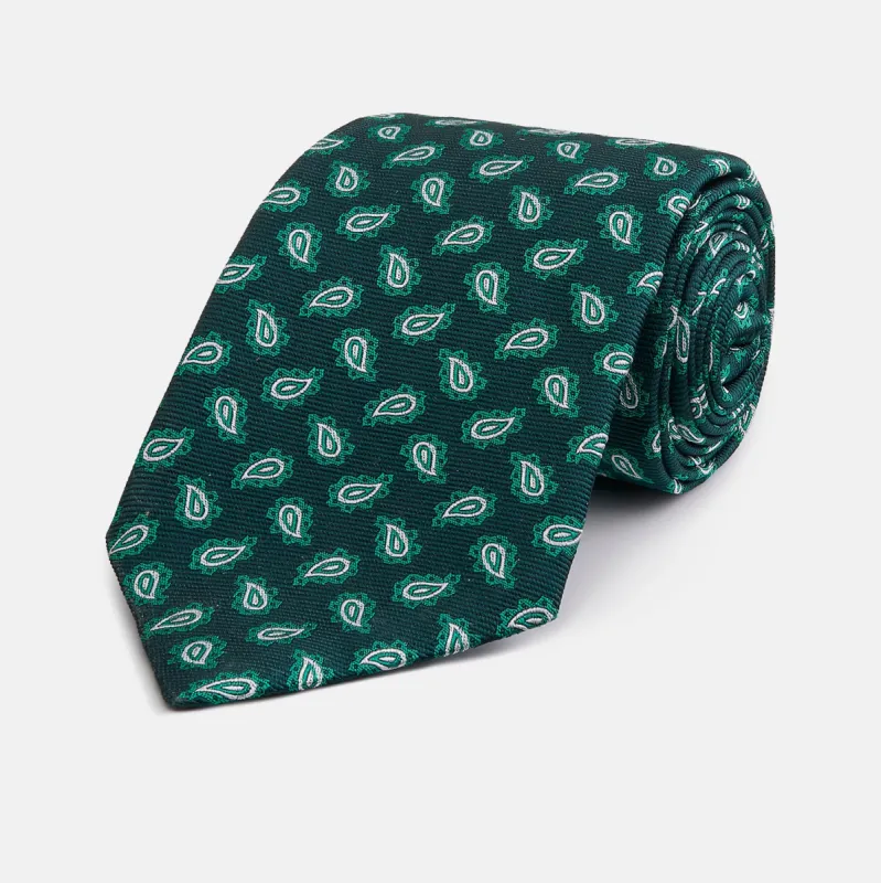 Green Abstract Paisley Silk Tie sold by Turnbull & Asser