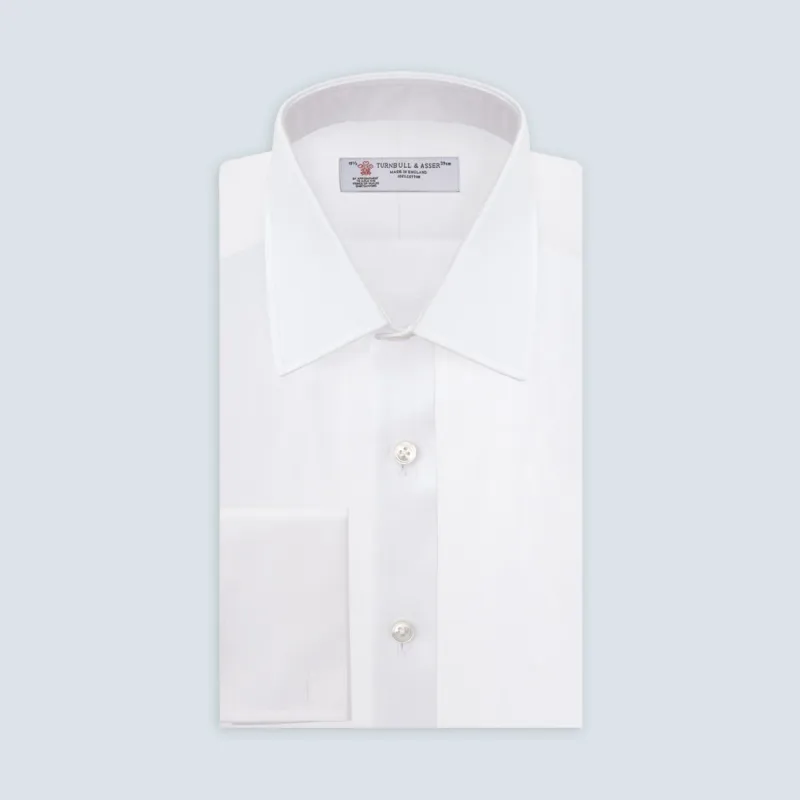 White Superfine Oxford Cotton Shirt with T&A Collar and Double Cuffs sold by Turnbull & Asser