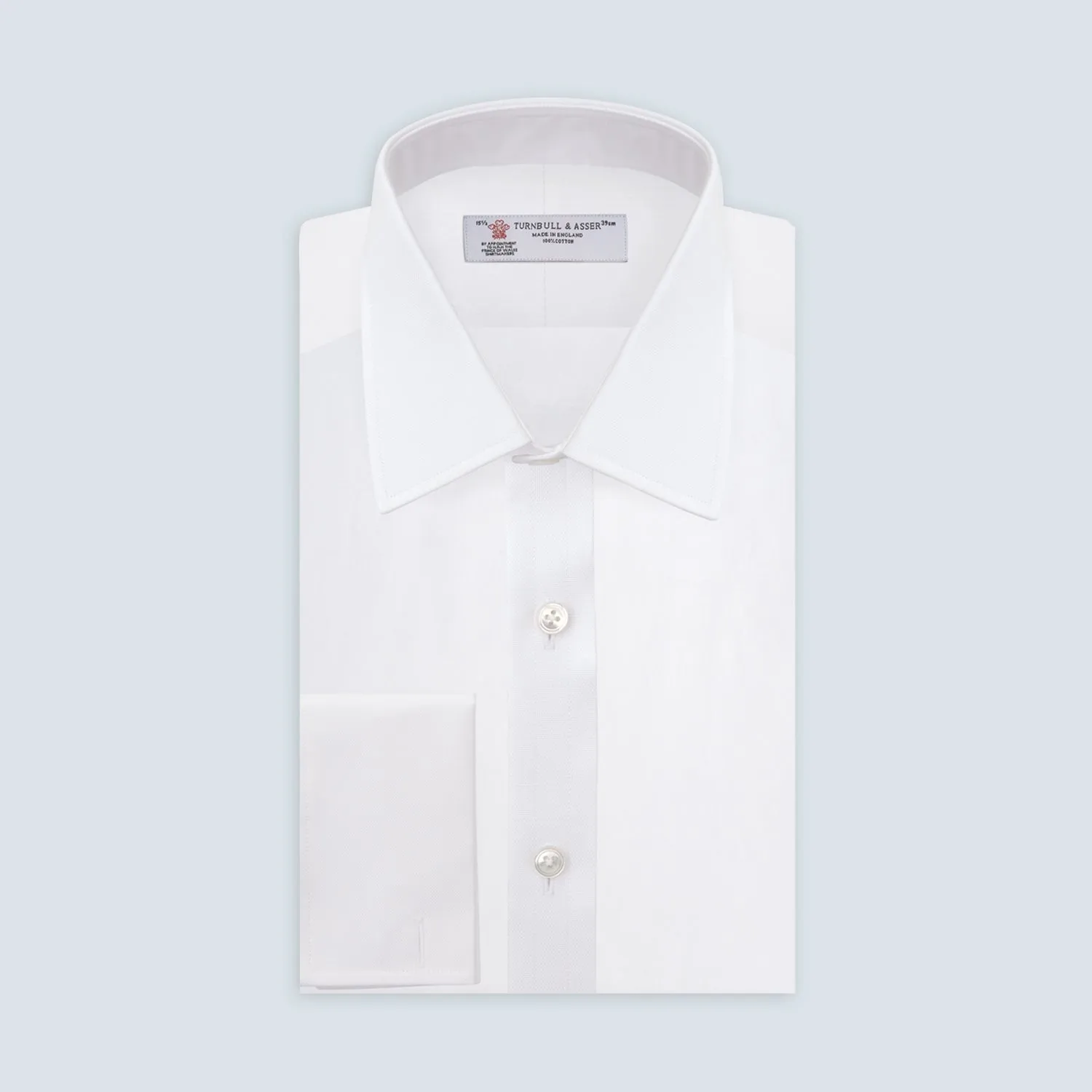 White Superfine Oxford Cotton Shirt with T&A Collar and Double Cuffs sold by Turnbull & Asser