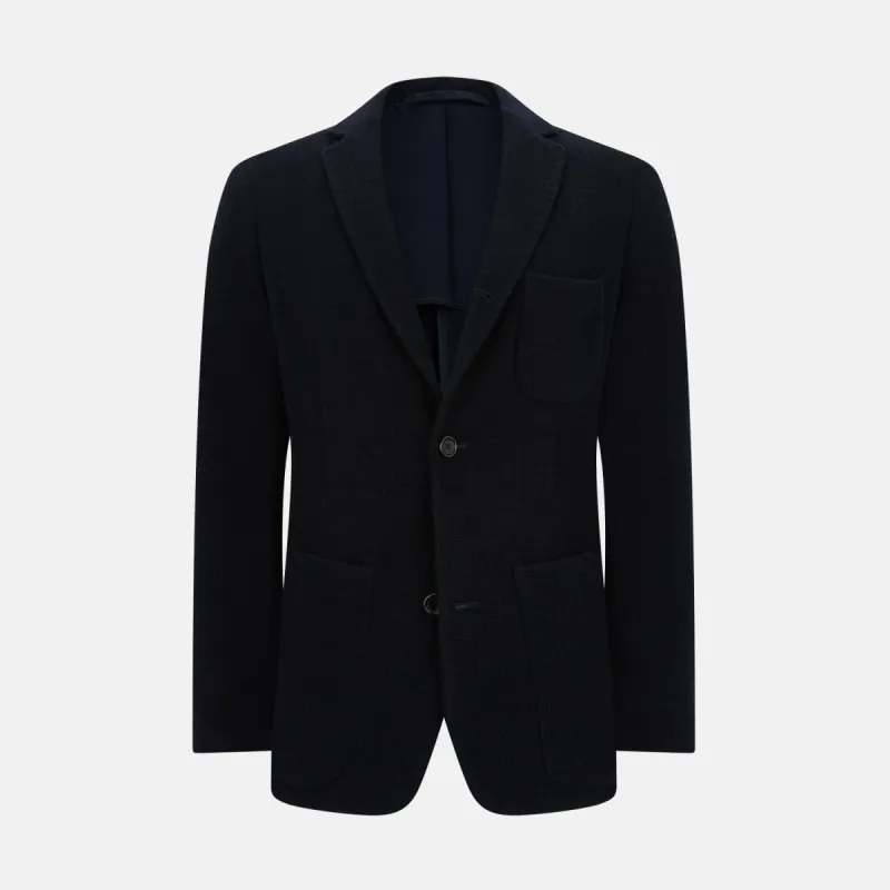 NAVY KNITTED CAMBRIDGE BLAZER sold by Turnbull & Asser