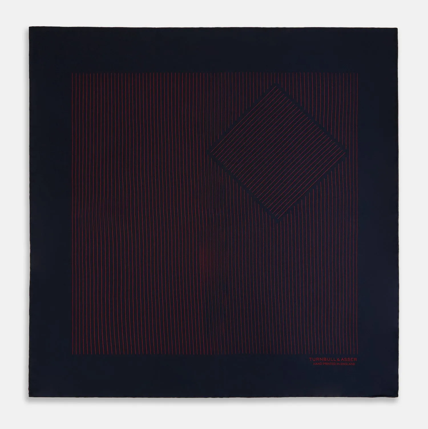 Navy and Burgundy Stripe Silk Pocket Square sold by Turnbull & Asser product image thumbnail 4