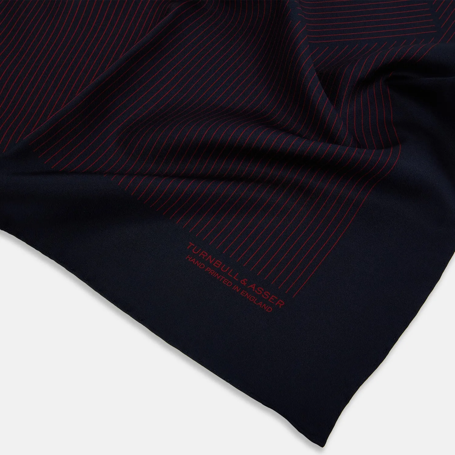 Navy and Burgundy Stripe Silk Pocket Square sold by Turnbull & Asser product image thumbnail 2