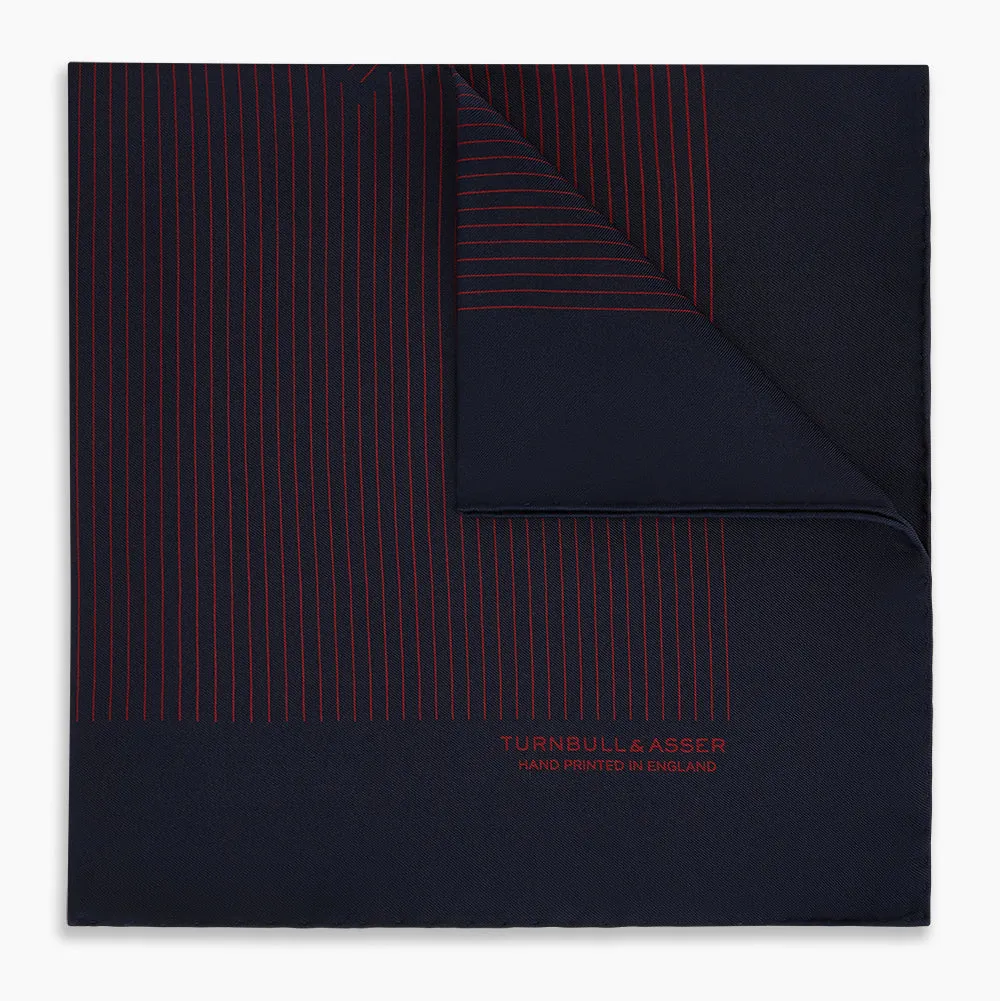 Navy and Burgundy Stripe Silk Pocket Square sold by Turnbull & Asser