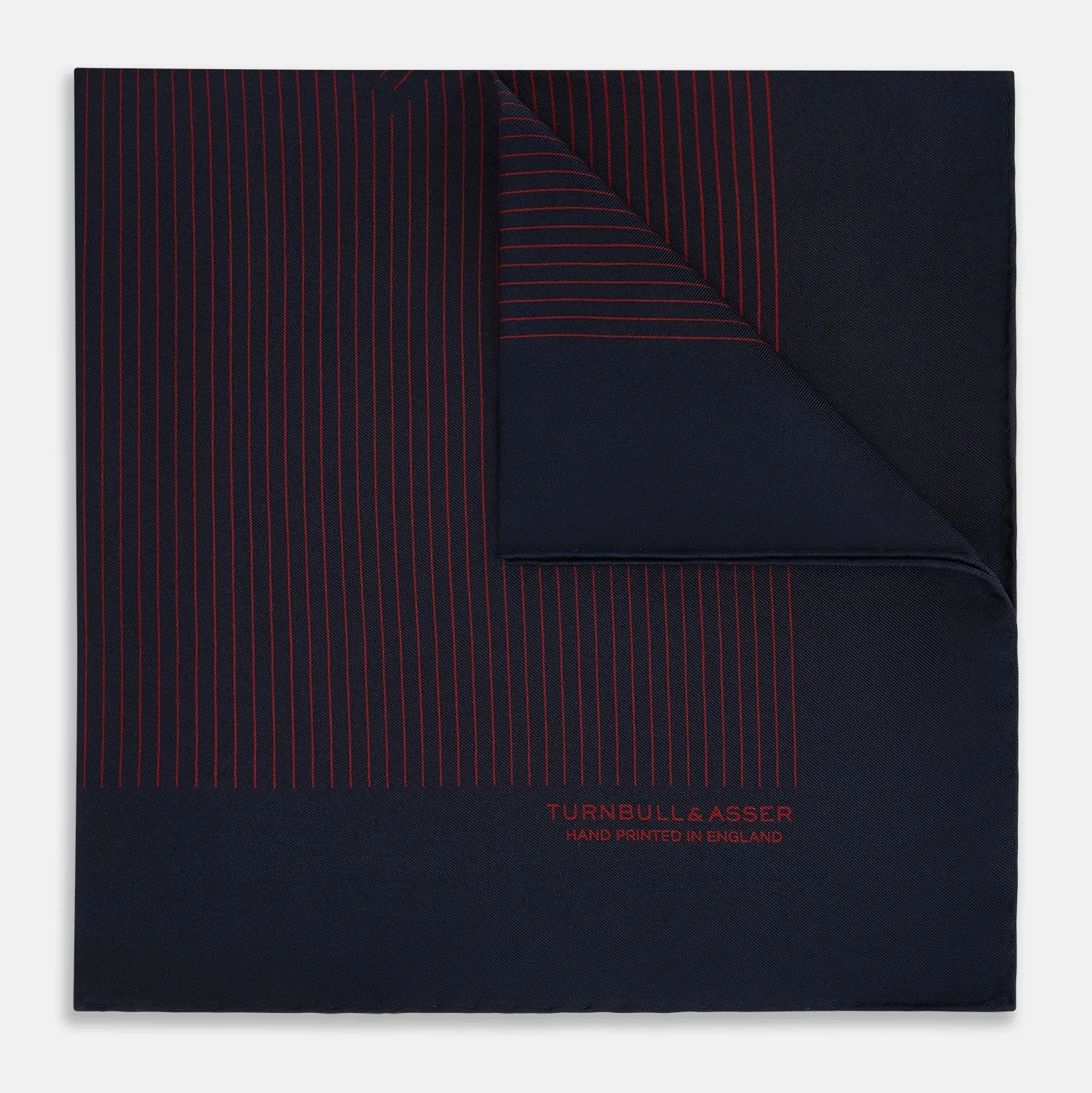 Navy and Burgundy Stripe Silk Pocket Square sold by Turnbull & Asser product image thumbnail 5
