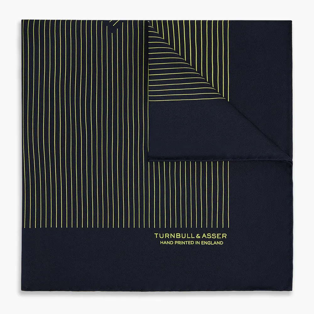 Navy and Gold Stripe Silk Pocket Square sold by Turnbull & Asser product image thumbnail 5