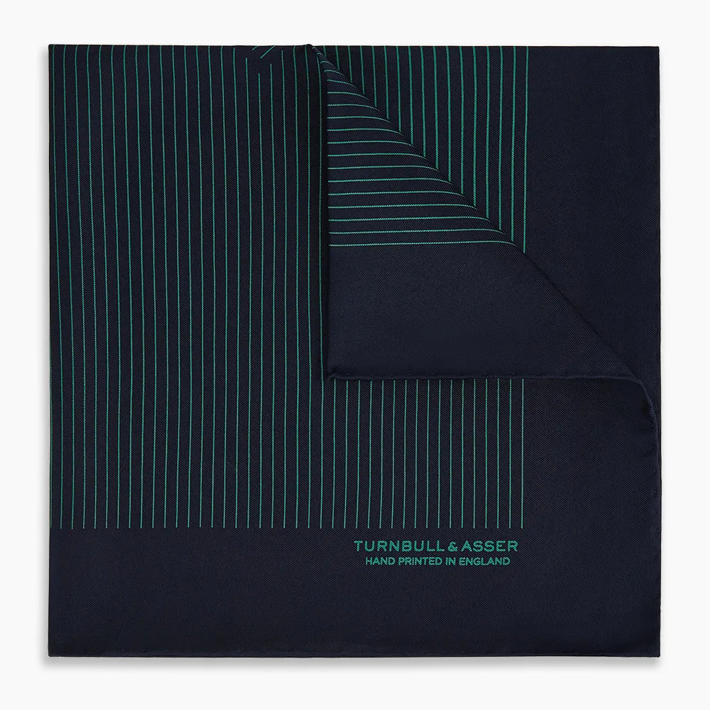 Navy and Hunter Green Stripe Silk Pocket Square sold by Turnbull & Asser product image thumbnail 5