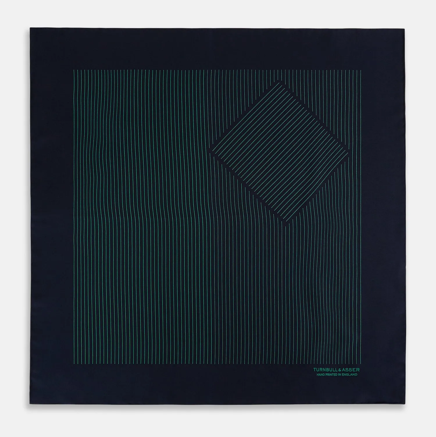 Navy and Hunter Green Stripe Silk Pocket Square sold by Turnbull & Asser product image thumbnail 4