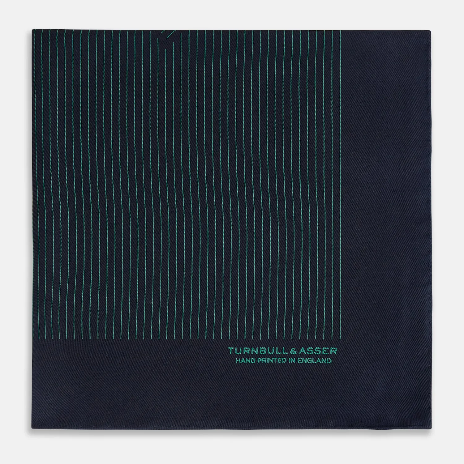 Navy and Hunter Green Stripe Silk Pocket Square sold by Turnbull & Asser product image thumbnail 3