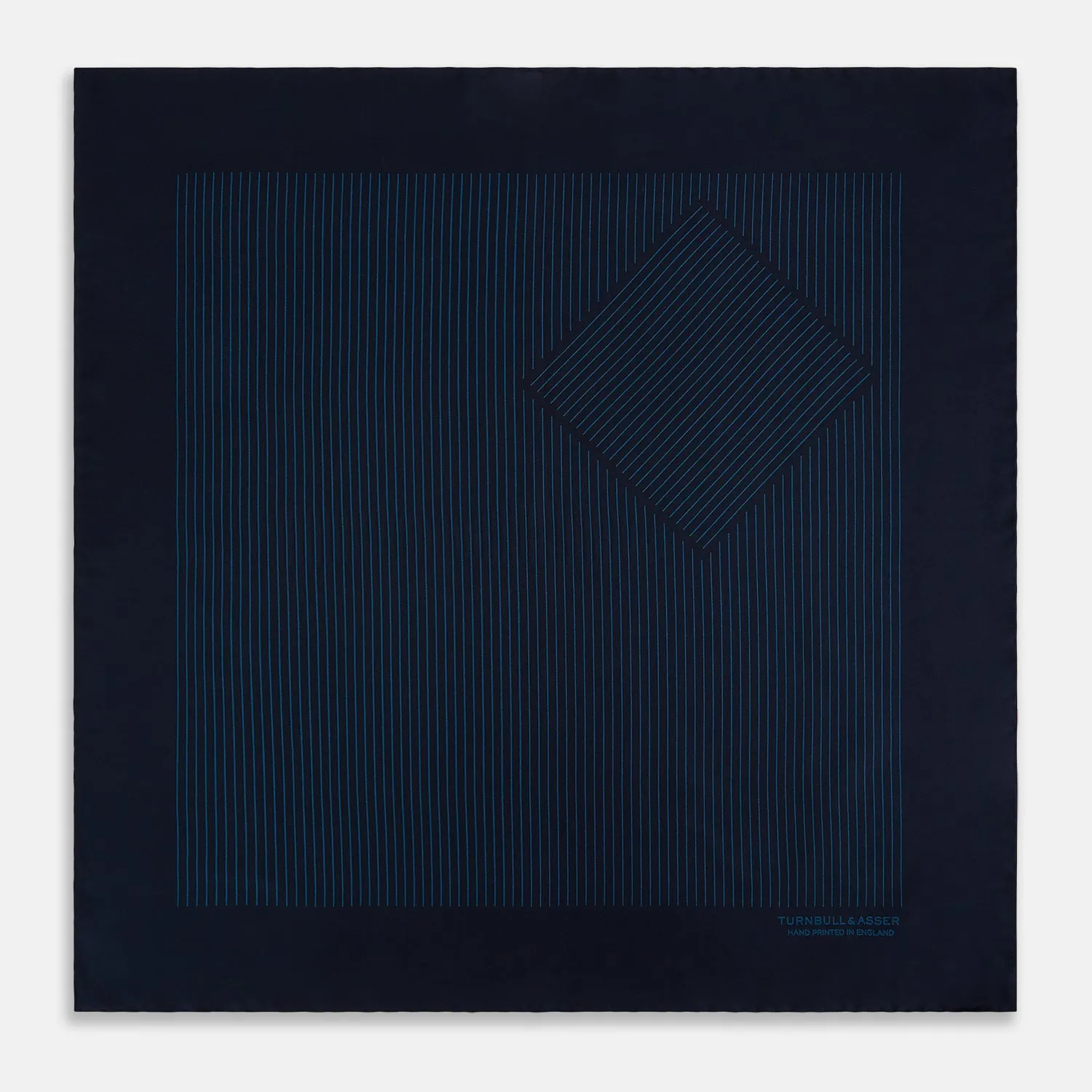 Navy and Blue Stripe Silk Pocket Square sold by Turnbull & Asser product image thumbnail 3