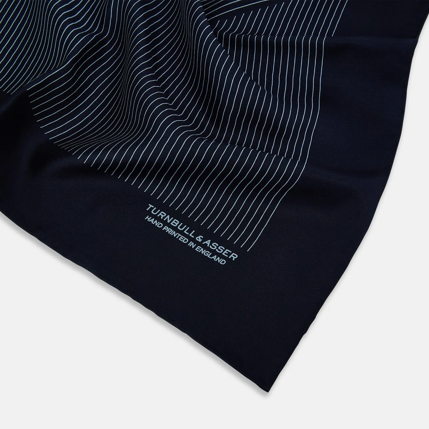 Navy and Light Blue Stripe Silk Pocket Square sold by Turnbull & Asser product image thumbnail 2