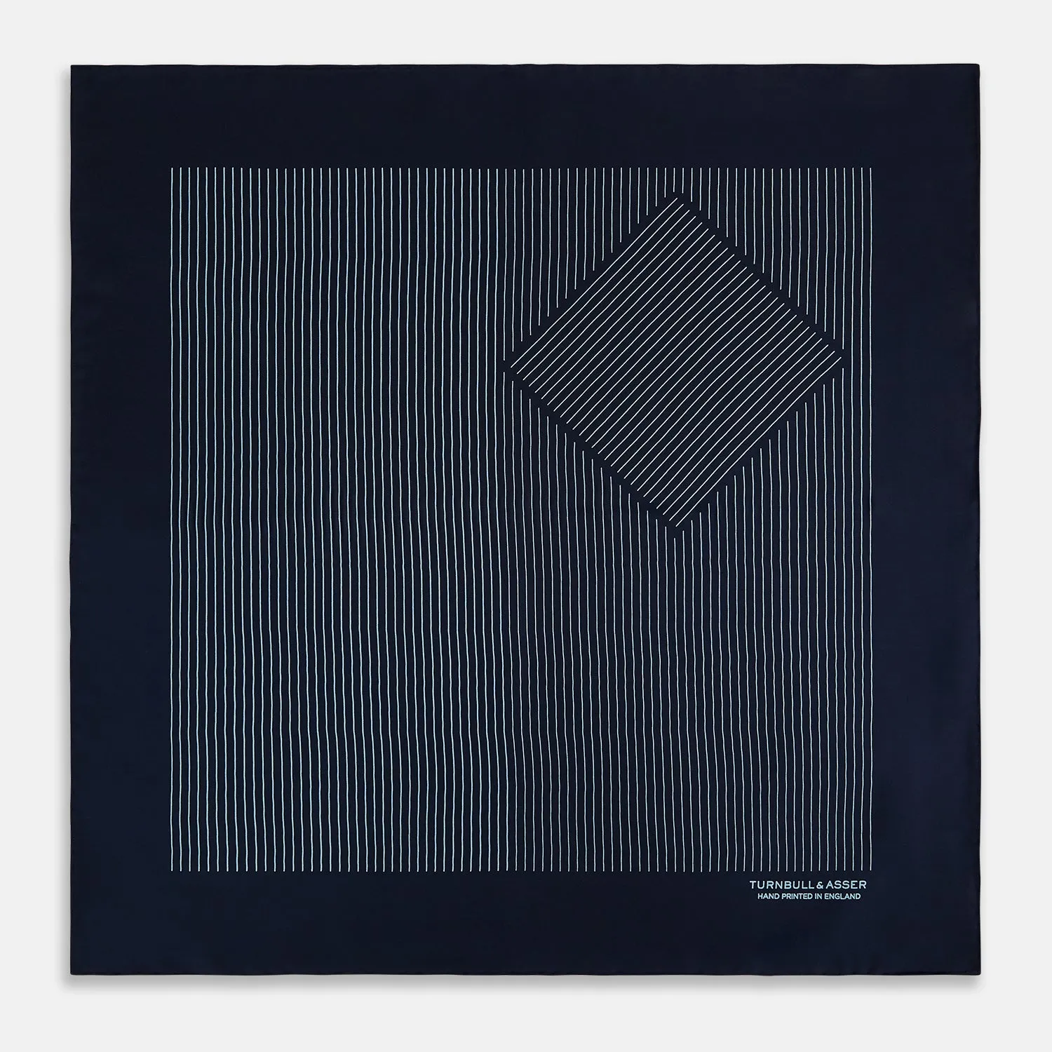 Navy and Light Blue Stripe Silk Pocket Square sold by Turnbull & Asser product image thumbnail 3