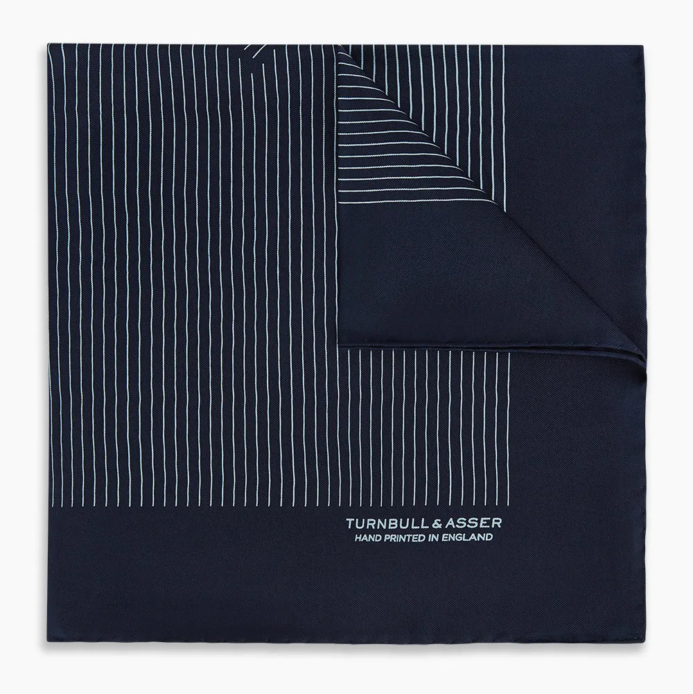 Navy and Light Blue Stripe Silk Pocket Square sold by Turnbull & Asser product image thumbnail 5