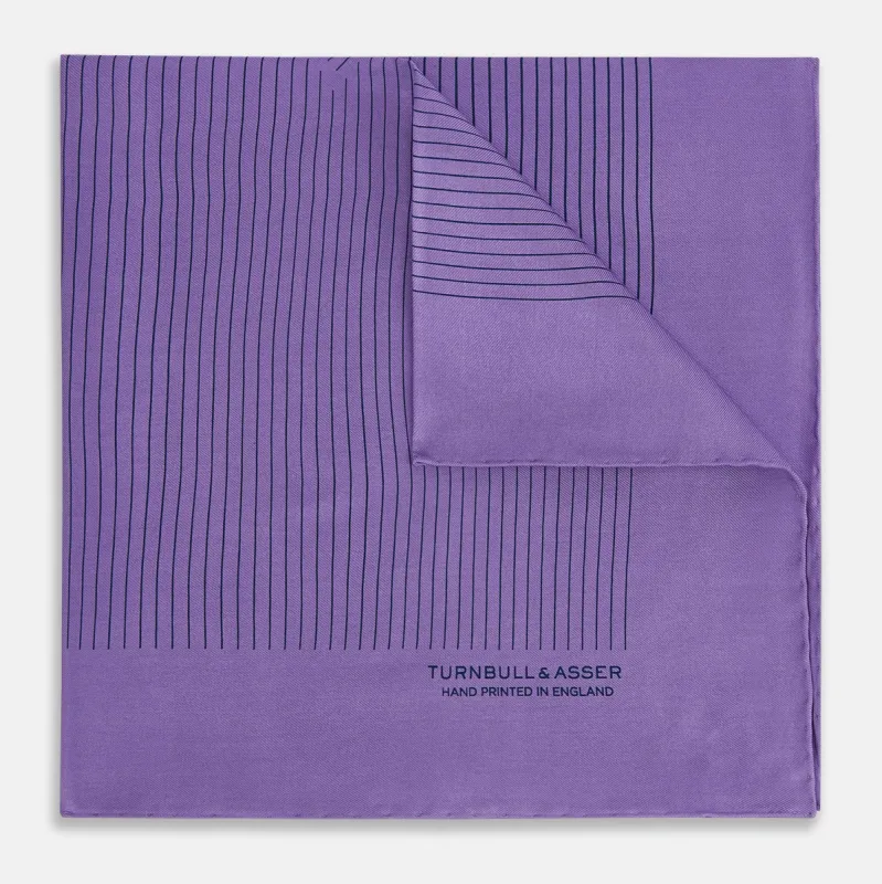 Purple Stripe Silk Pocket Square sold by Turnbull & Asser