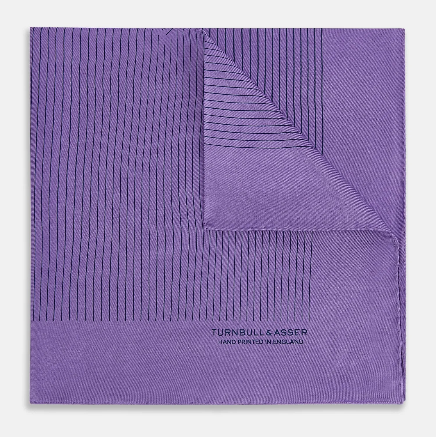 Purple Stripe Silk Pocket Square sold by Turnbull & Asser