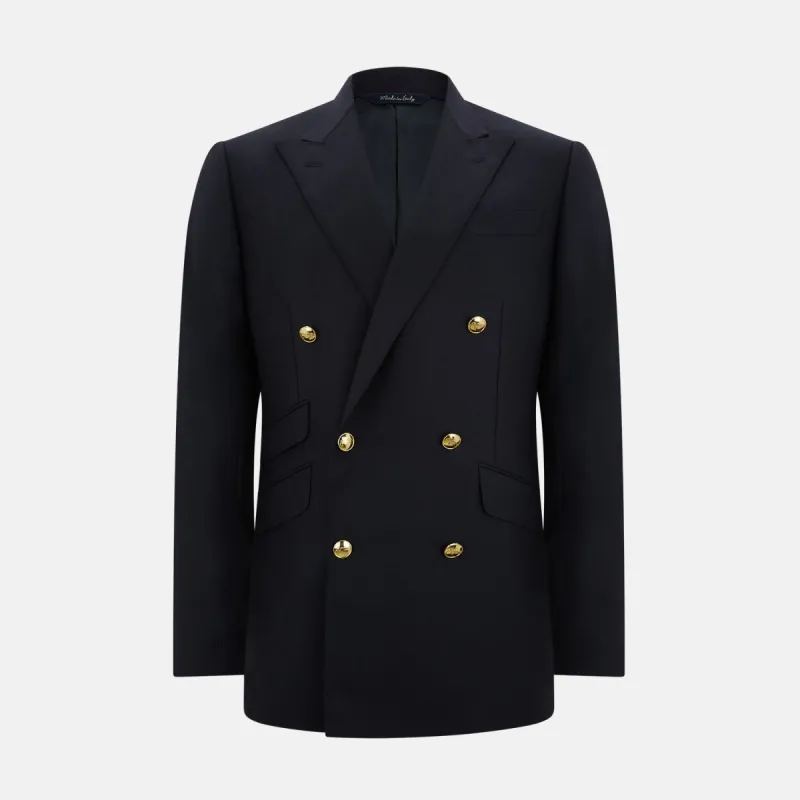 Short Navy Double Breasted Classic Blazer sold by Turnbull & Asser
