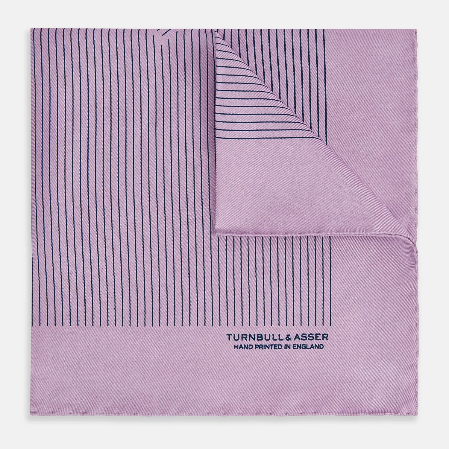 Lilac Stripe Silk Pocket Square sold by Turnbull & Asser