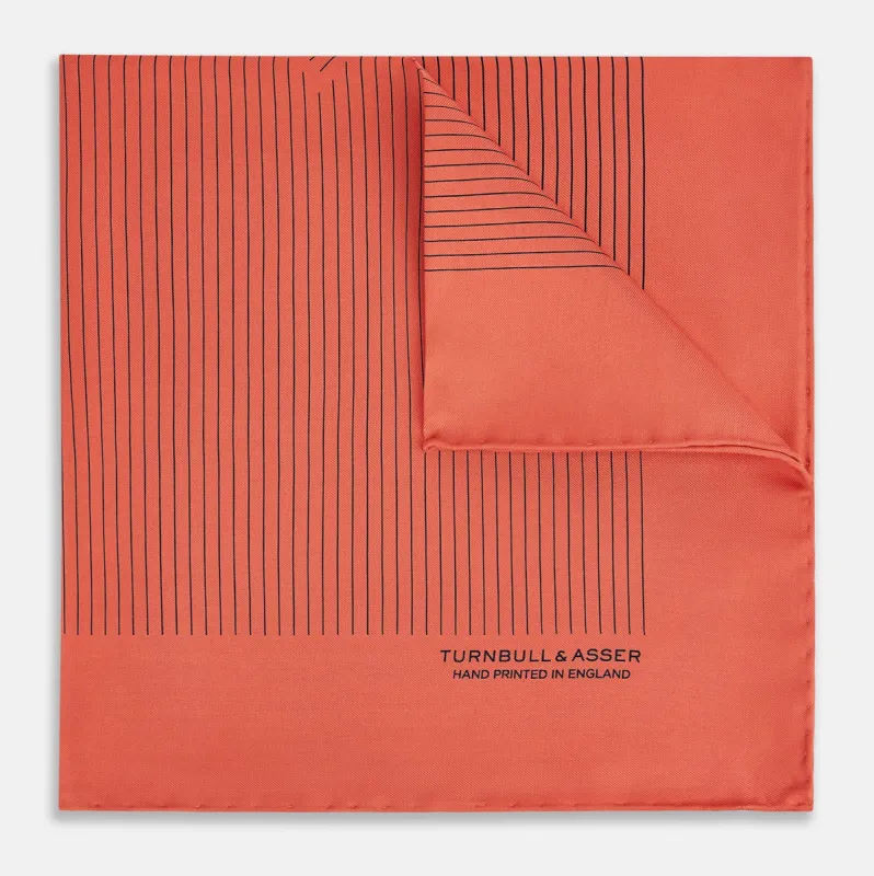 Orange Stripe Silk Pocket Square sold by Turnbull & Asser