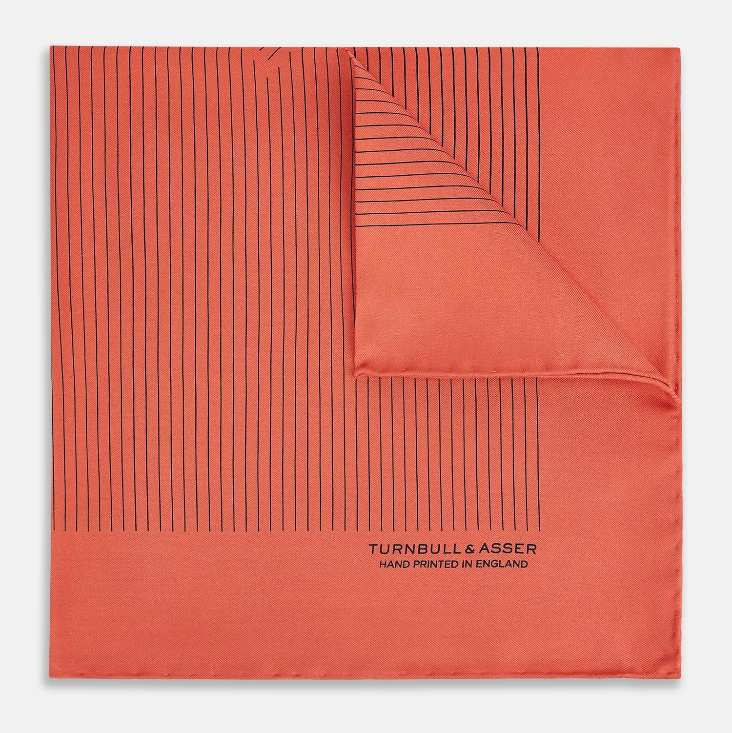 Orange Stripe Silk Pocket Square sold by Turnbull & Asser