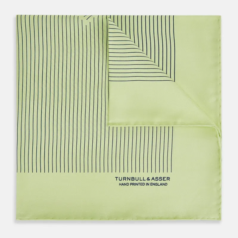 Melon Green Stripe Silk Pocket Square sold by Turnbull & Asser