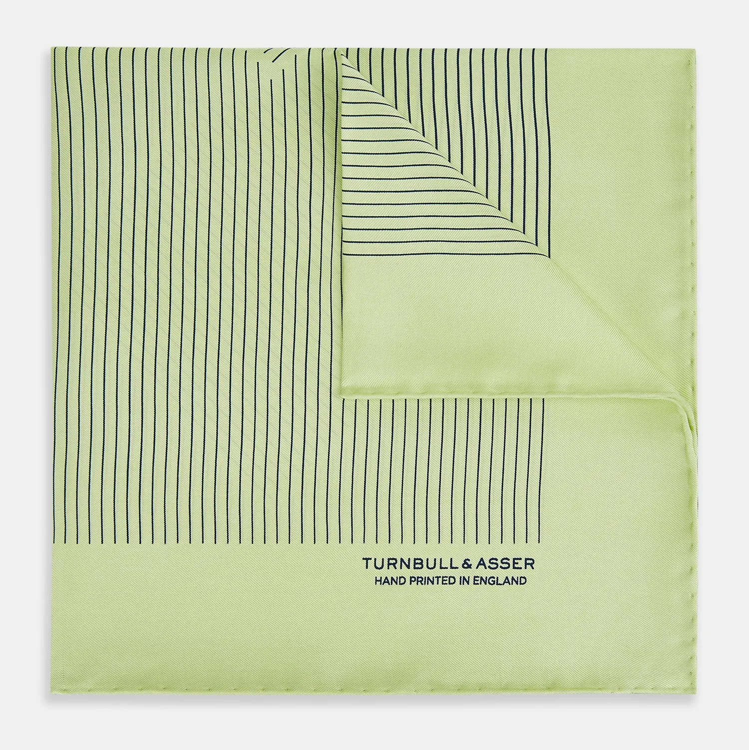Melon Green Stripe Silk Pocket Square sold by Turnbull & Asser
