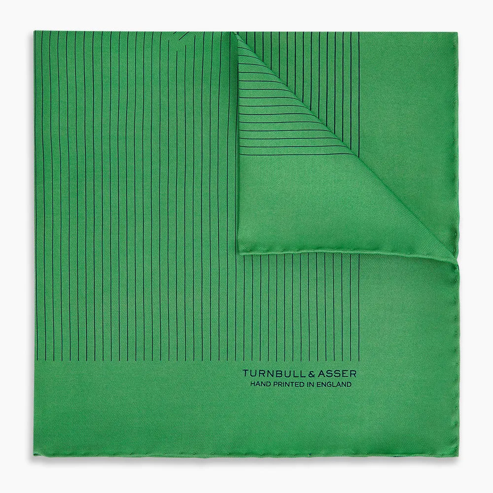Hunter Green Stripe Silk Pocket Square sold by Turnbull & Asser product image thumbnail 5