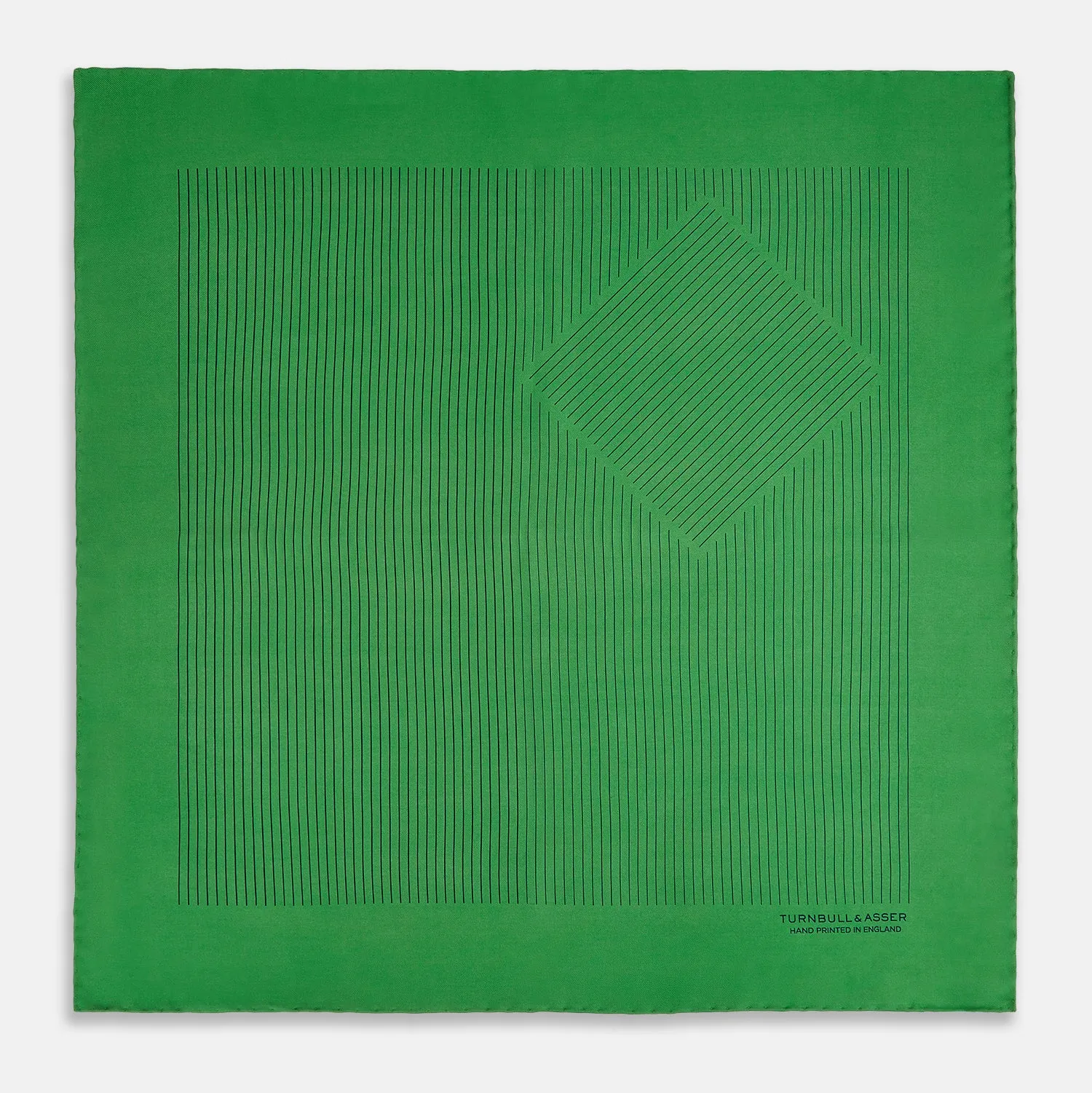 Hunter Green Stripe Silk Pocket Square sold by Turnbull & Asser product image thumbnail 3