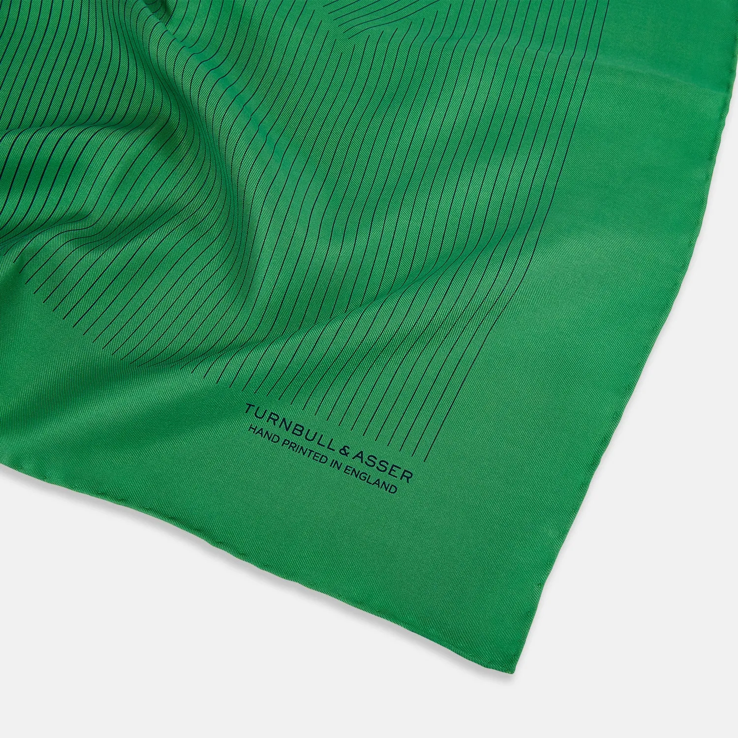 Hunter Green Stripe Silk Pocket Square sold by Turnbull & Asser product image thumbnail 2