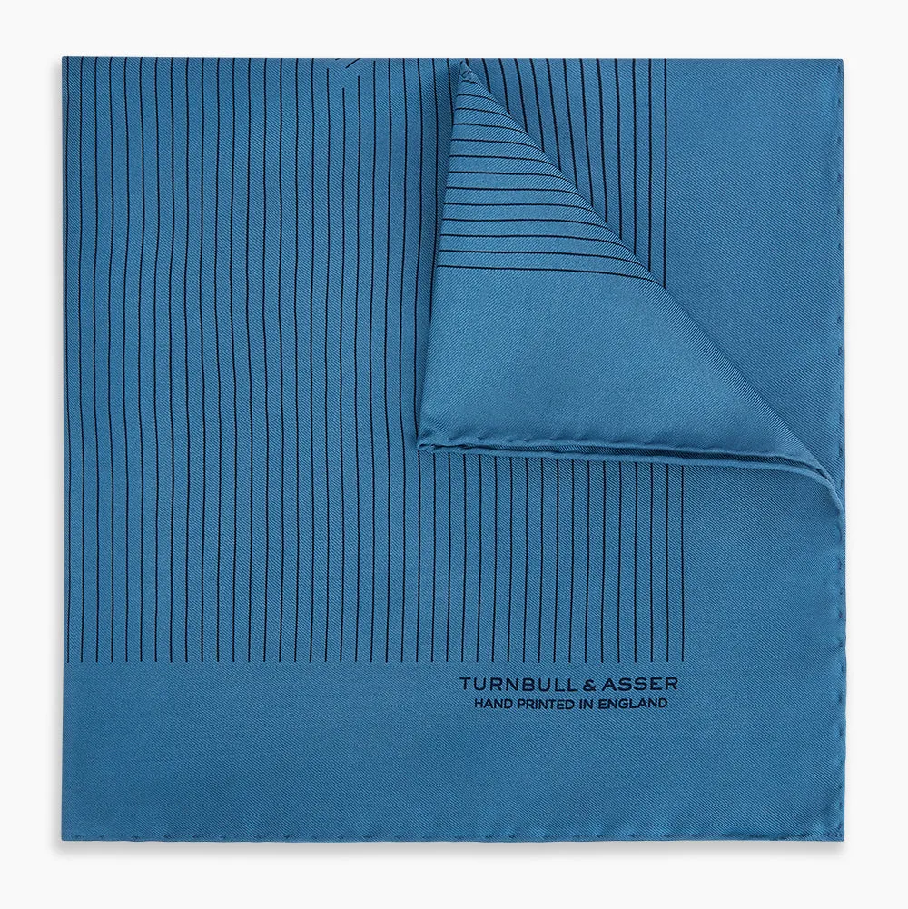Blue Stripe Silk Pocket Square sold by Turnbull & Asser product image thumbnail 5