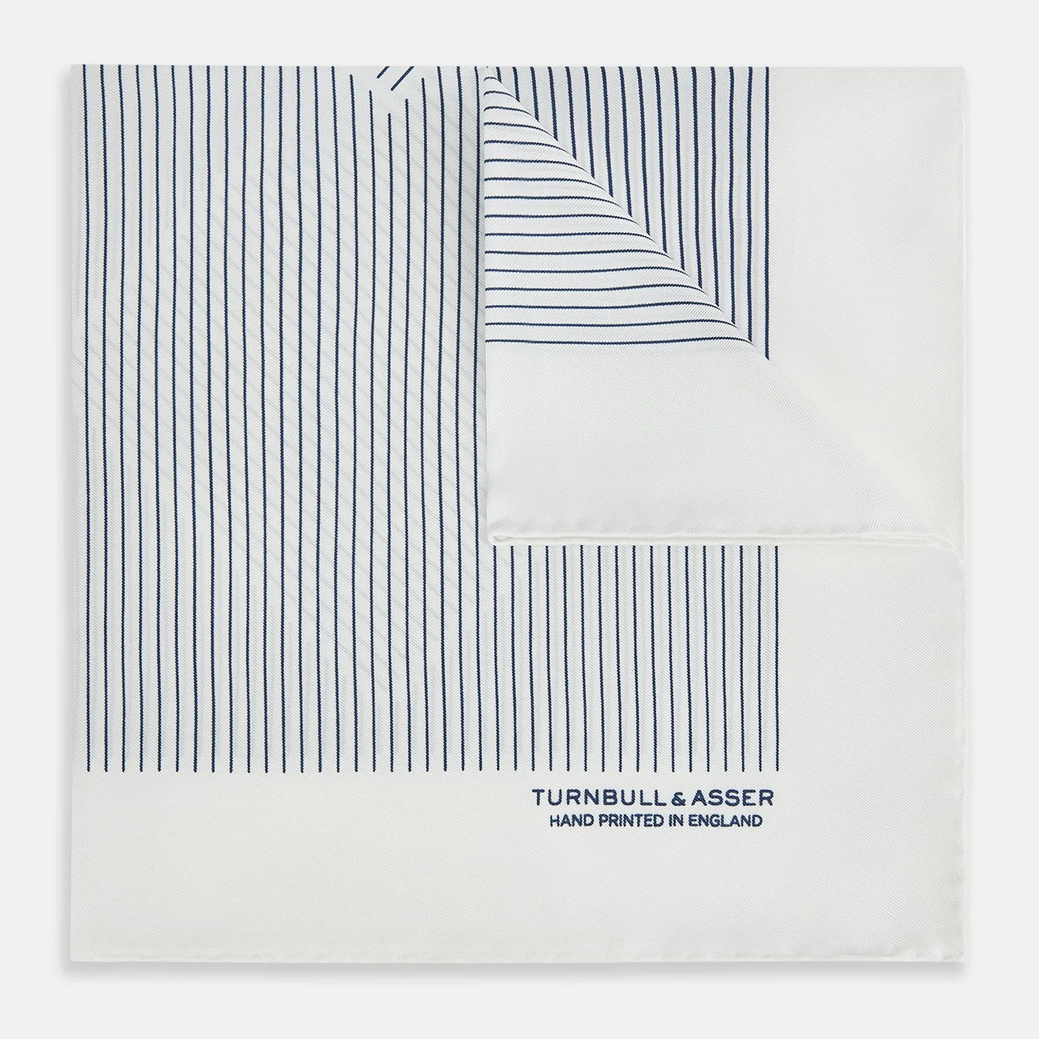 White Stripe Silk Pocket Square sold by Turnbull & Asser