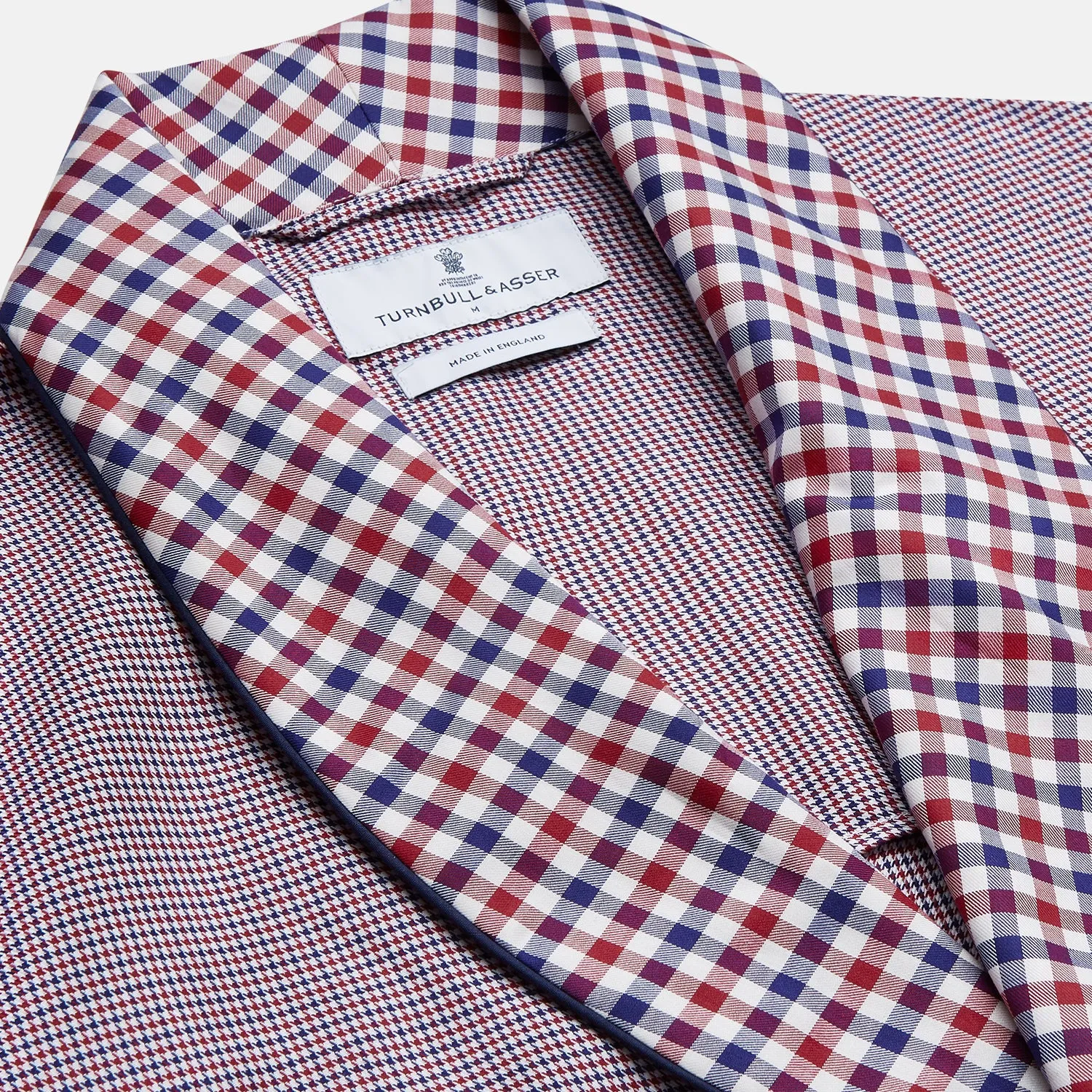 Burgundy Multi Check Contrast Cotton Gown sold by Turnbull & Asser product image thumbnail 2