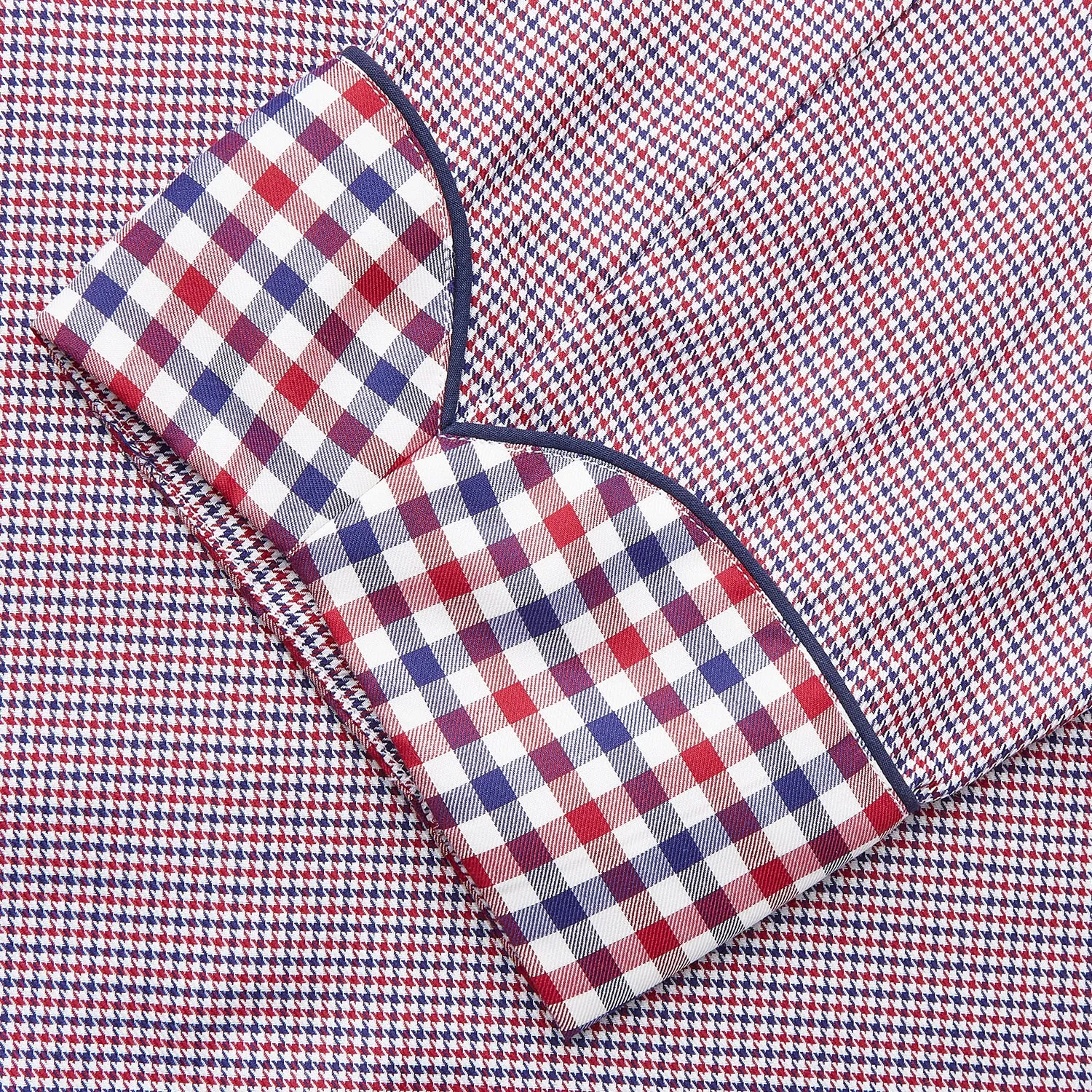 Burgundy Multi Check Contrast Cotton Gown sold by Turnbull & Asser product image thumbnail 3