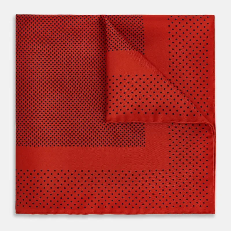 Red Dot Silk Pocket Square sold by Turnbull & Asser