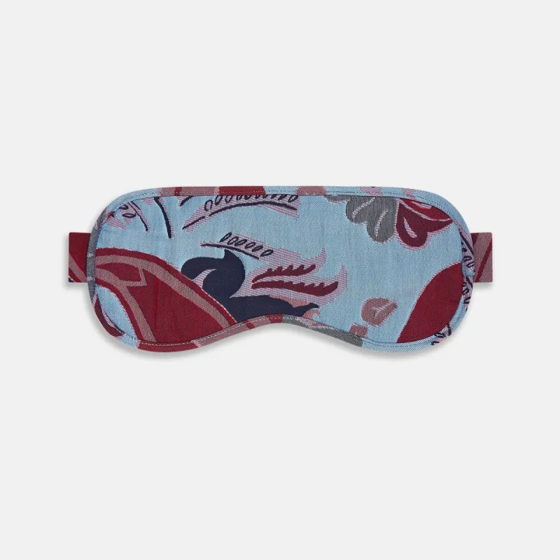 Blue Bloomsbury Jacquard Cashmere Lined Sleep Mask and Bag sold by Turnbull & Asser