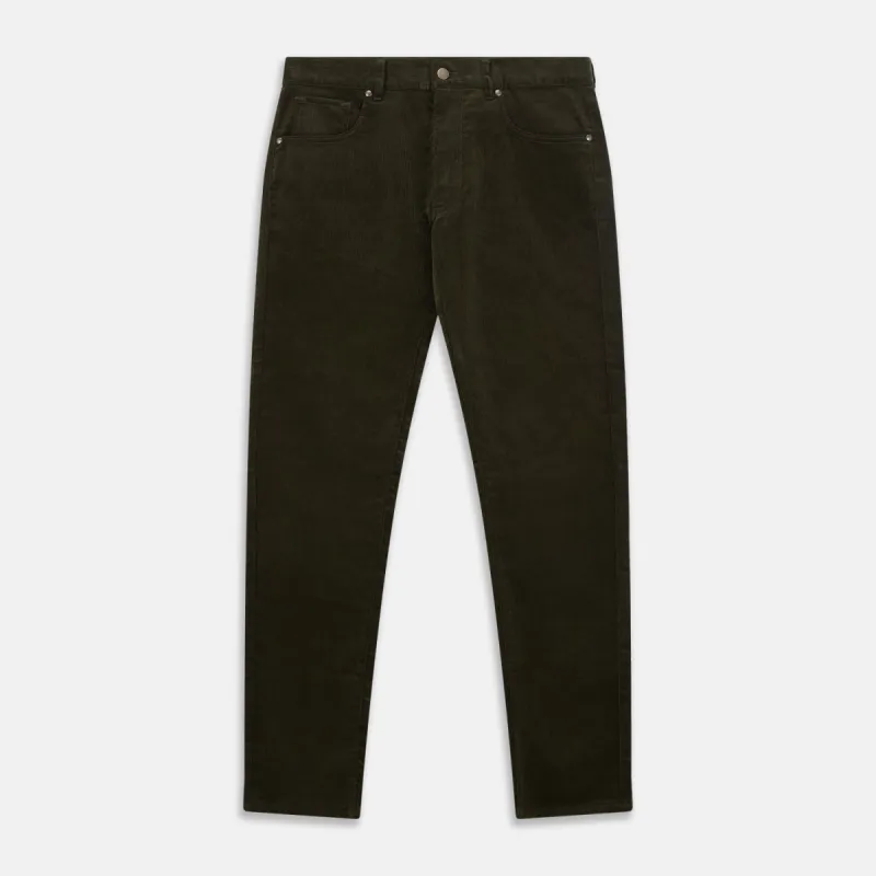 Olive Green Cord Mylo Trousers sold by Turnbull & Asser