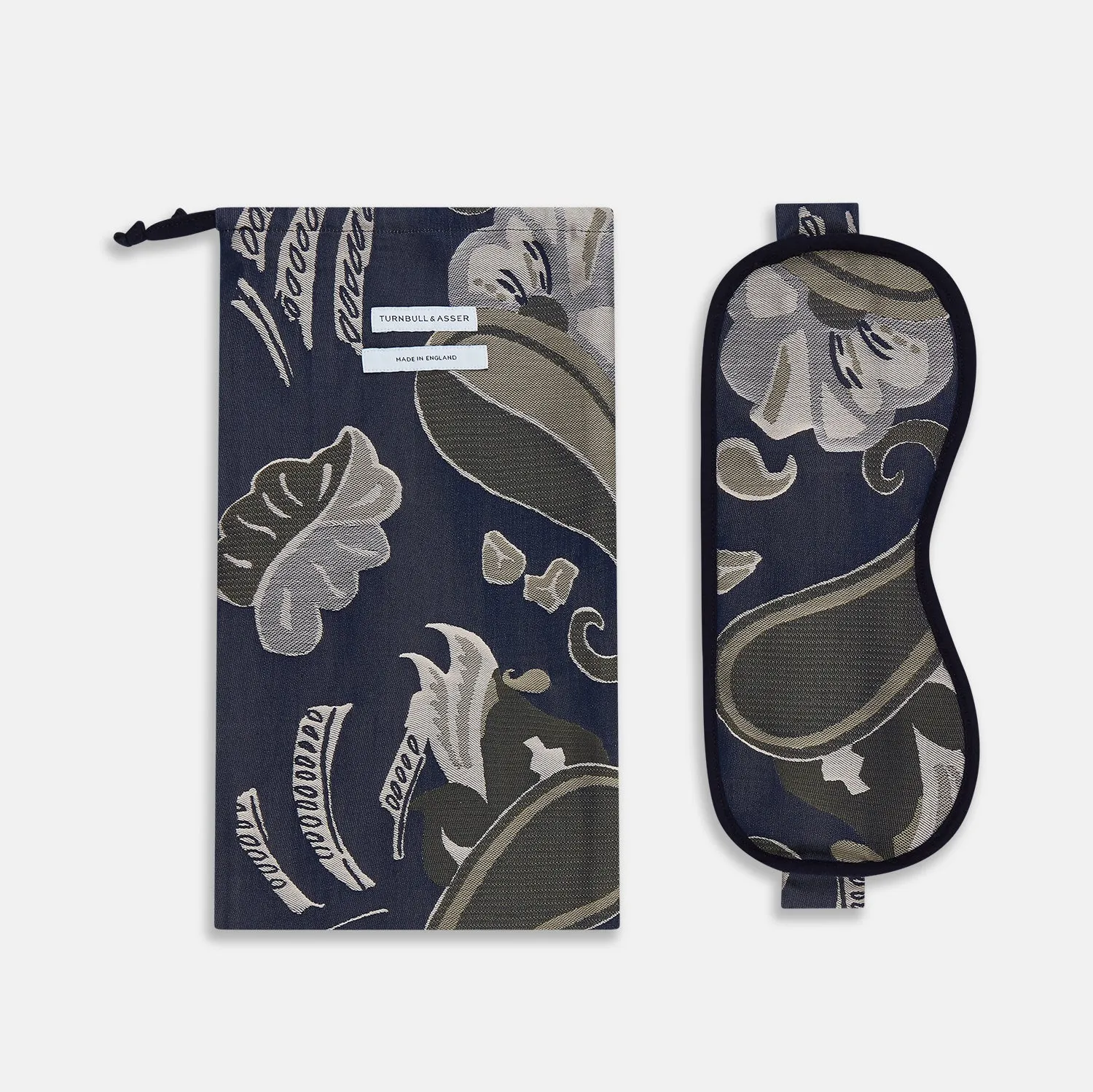 Navy Bloomsbury Jacquard Cashmere Lined Sleep Mask and Bag sold by Turnbull & Asser product image thumbnail 2