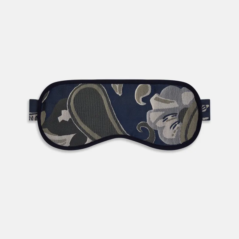 Navy Bloomsbury Jacquard Cashmere Lined Sleep Mask and Bag sold by Turnbull & Asser