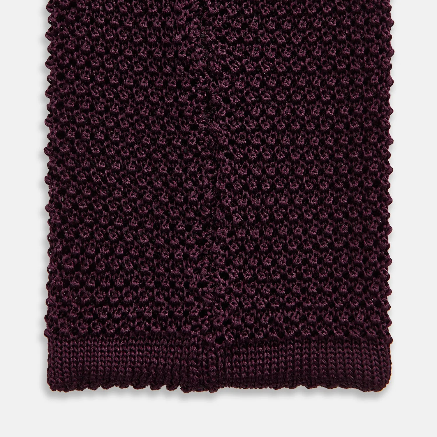 KNITTED BURGUNDY SQUARE SILK PLAIN TIE sold by Turnbull & Asser product image thumbnail 4