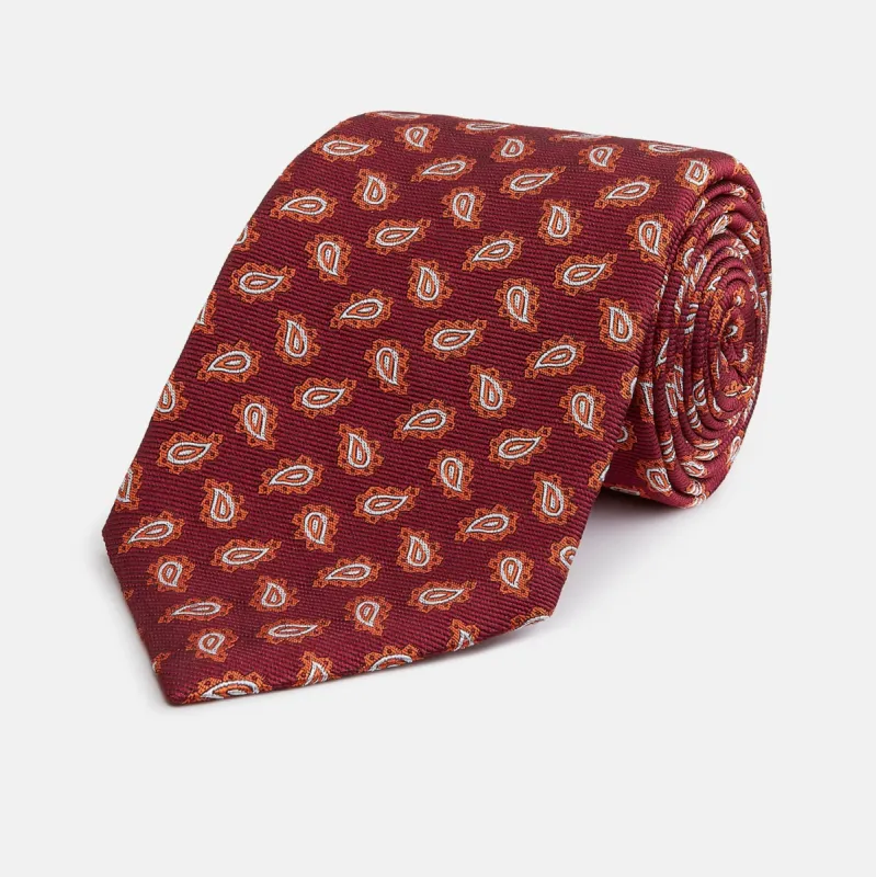 Red Abstract Paisley Silk Tie sold by Turnbull & Asser