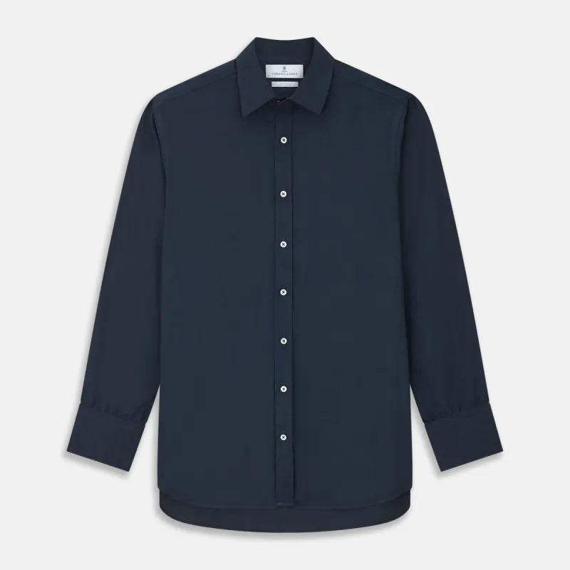 Navy Cotton Regular Fit Mayfair Shirt sold by Turnbull & Asser