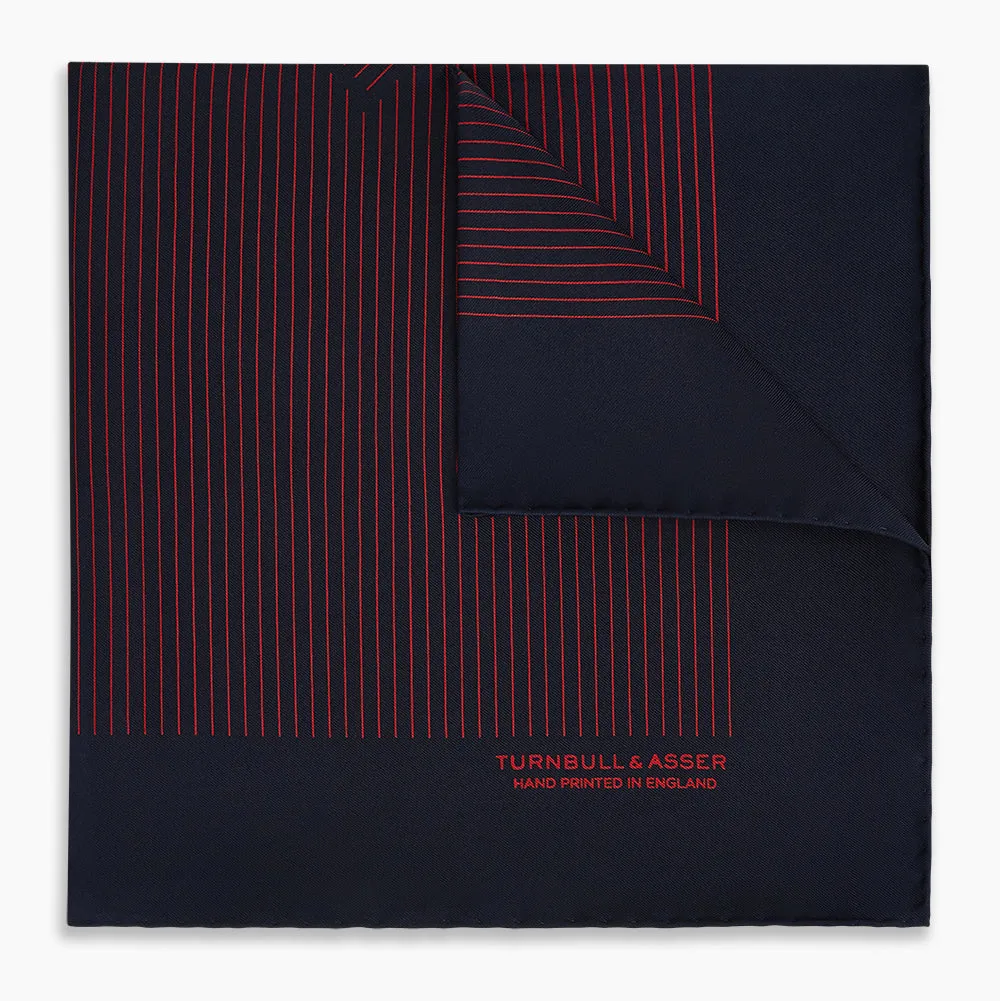 Navy and Red Stripe Silk Pocket Square sold by Turnbull & Asser product image thumbnail 5