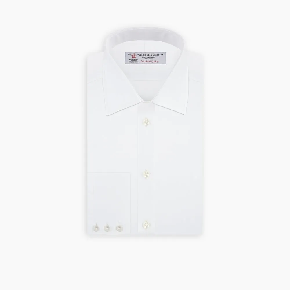 White Self-On-Self Herringbone Sea Island Quality Cotton Shirt with T&A Collar and 3-Button Cuffs sold by Turnbull & Asser product image thumbnail 3