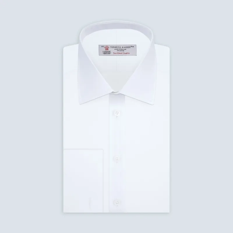 White Sea Island Quality Cotton Twill Shirt with T&A Collar and 3-Button Cuffs sold by Turnbull & Asser