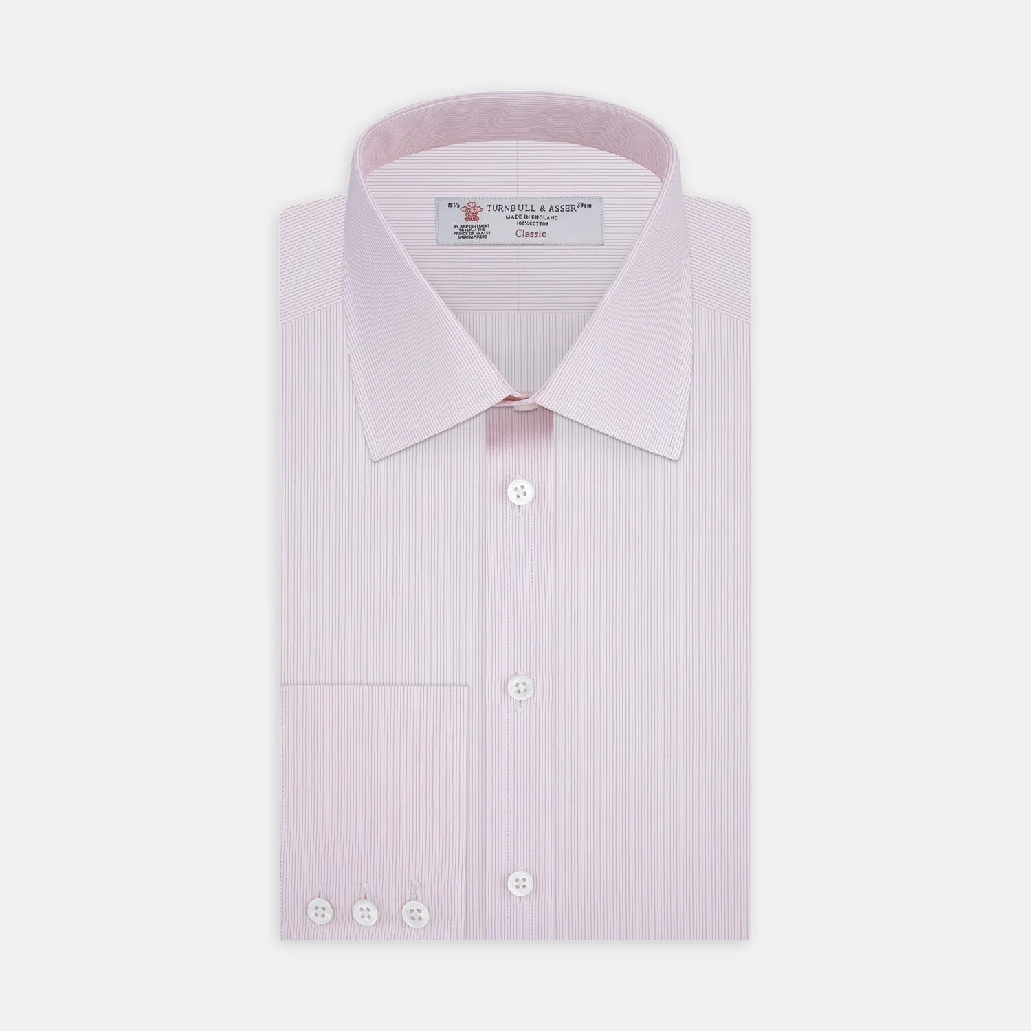 Pink Hairline Stripe Shirt with T&A Collar and 3-Button Cuffs sold by Turnbull & Asser