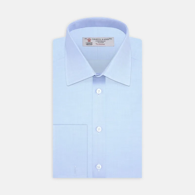 Light Blue Herringbone Superfine Cotton Shirt with T&A Collar and 3-Button Cuffs sold by Turnbull & Asser