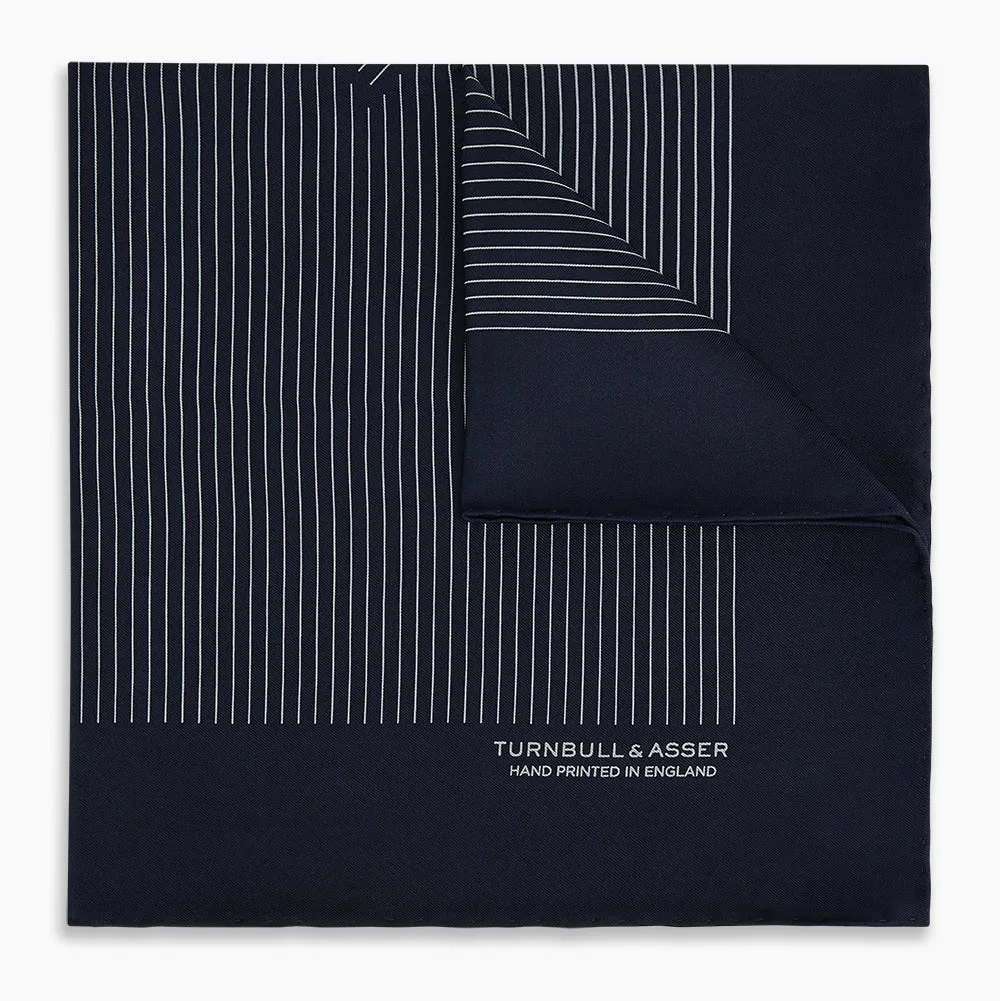 Navy and Grey Stripe Silk Pocket Square sold by Turnbull & Asser product image thumbnail 5
