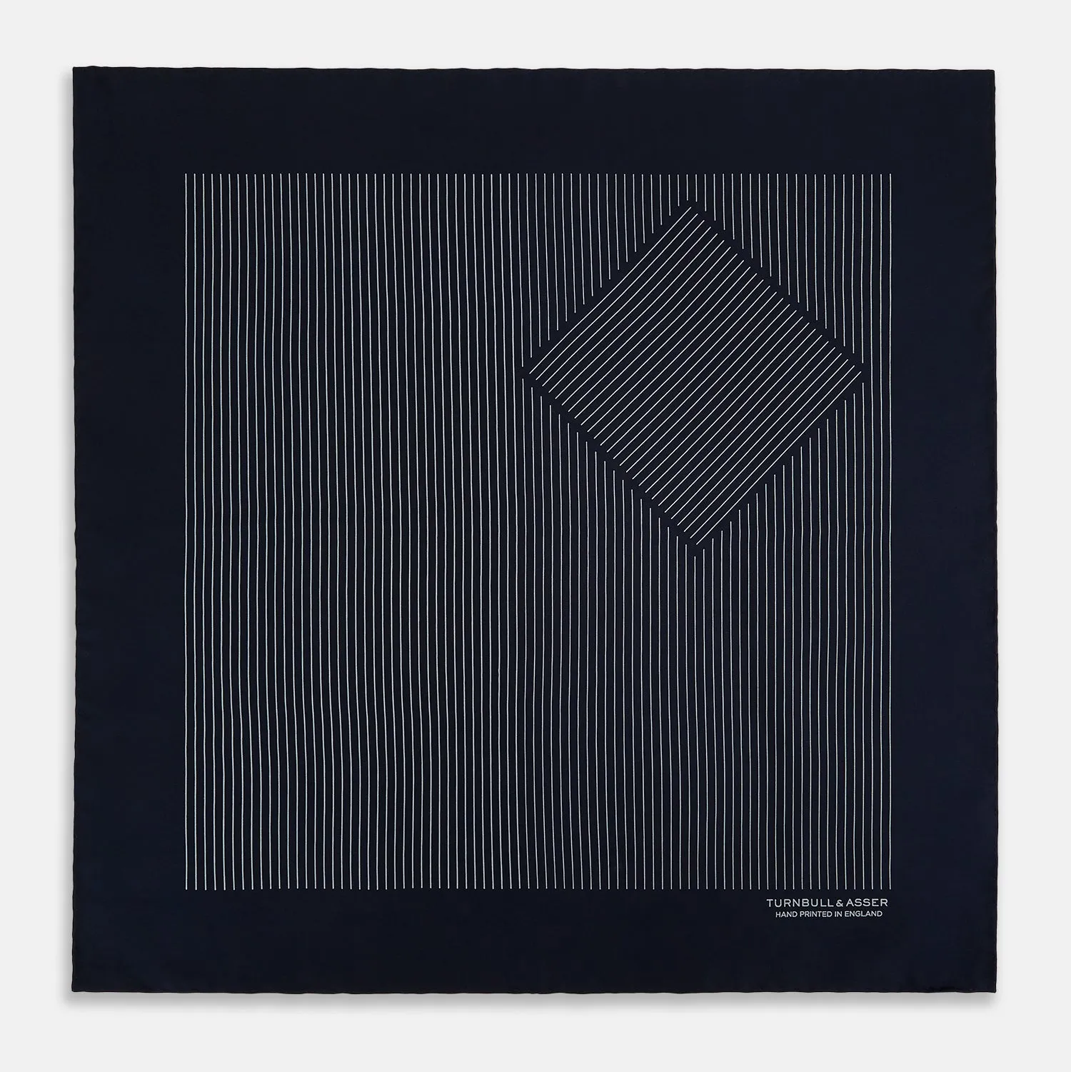 Navy and Grey Stripe Silk Pocket Square sold by Turnbull & Asser product image thumbnail 4