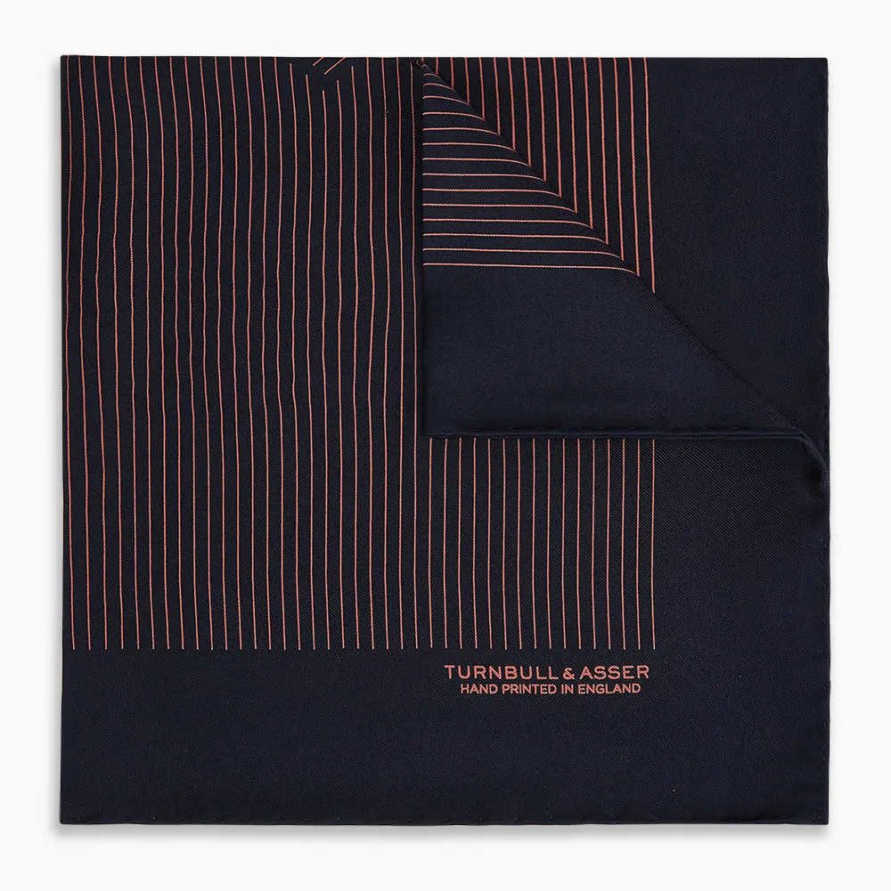 Navy and Orange Stripe Silk Pocket Square sold by Turnbull & Asser product image thumbnail 5